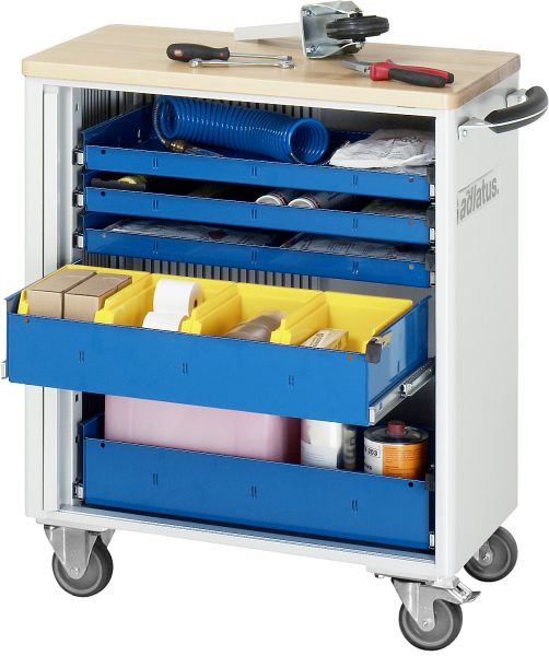 RAU gereedschapswagen serie adlatus model 7265, B725 x D400 x H860 mm, inclusief massief beukenhouten werkblad, 02-7265B.11