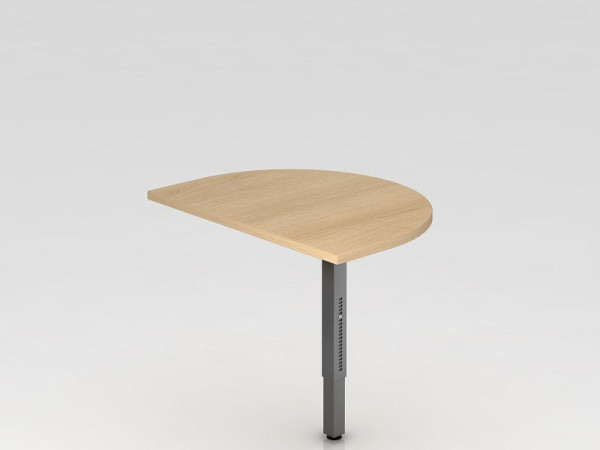 Hammerbacher aanschuiftafel met onderstel, vierkant 60x80cm eiken/grafiet, afgerond voor bevestiging aan een bureau, VRA60/E/G