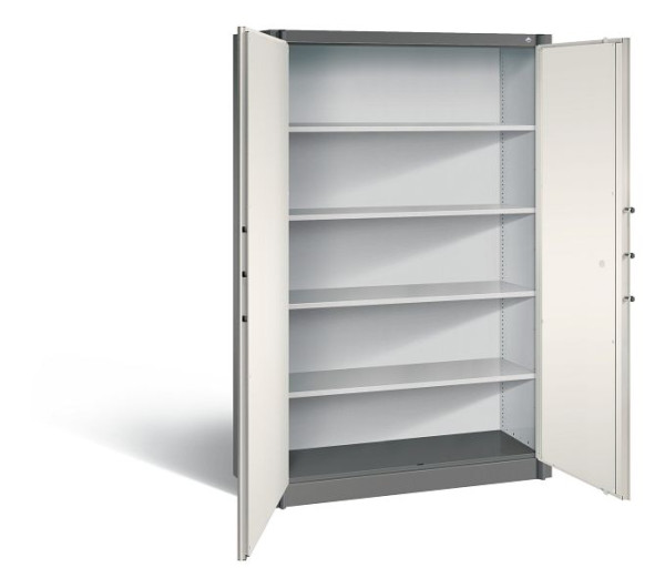 C+P brandbeveiligingskast Certos, H1950xB1200xD500mm, kleur: vulkaangrijs / parelwit, handgreep, 5 FH, 1180-00 S10016