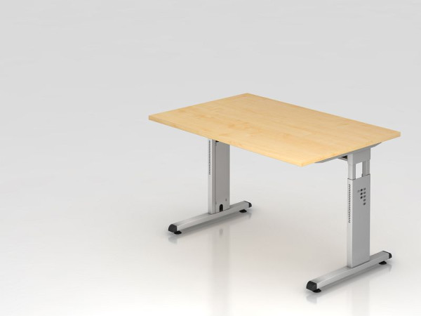 Hammerbacher bureau C-poot 120x80cm esdoorn/zilver, werkhoogte 65-85 cm, VOS12/3/S