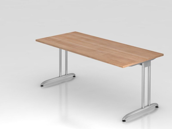 Hammerbacher bureau C-poot 180x80cm walnoot, horizontale kabelgoot, werkhoogte 72 cm, VBS19/N/S