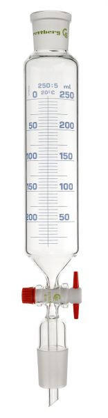 Rettberg druppeltrechter, 1000 ml, mof NS 29/32, kegel NS 29/32, PTFE afsluitkraan 6 mm, schaalverdeling, 134044254