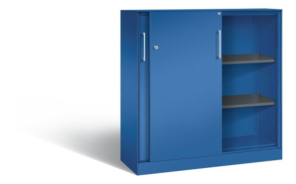 C+P schuifdeurkast Asisto, H1310xB1200xD435mm, kleur: gentiaanblauw, beugelgreep, 3 niveaus, 142031-000 S10128