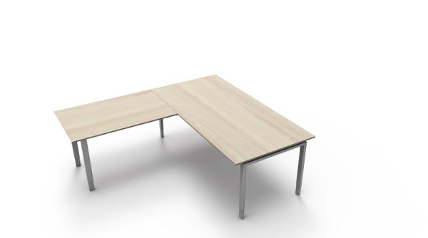 Kerkmann bureau extra groot / vergadertafel B 2000 x D 1000 x H 680-820 mm met aanschuiftafel, vorm 5, kleur: esdoorn, 11418350