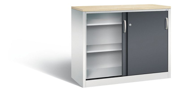 C+P dressoir met schuifdeuren Acurado, H1000xB1200xD500mm, kleur: lichtgrijs/zwartgrijs, beugelgreep, 2056-00 S10167