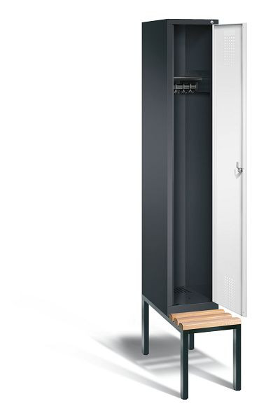 C+P garderobekast Evolo, H2090xB320xD815mm, kleur: zwartgrijs / verkeerswit, 48050-10 S10082