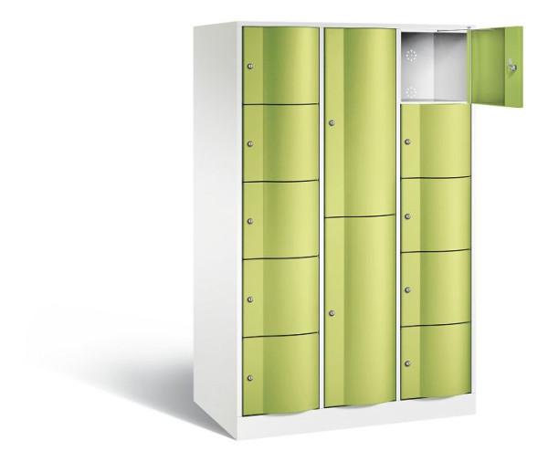 C+P combinatie lockerkast Resisto, H1950xB1148xD640mm, kleur: verkeerswit / virid green, 8070-3731 S10025