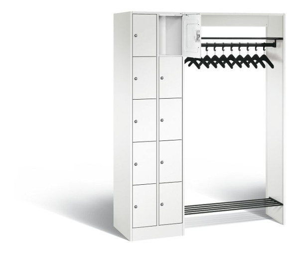 C+P open garderobe serie 8070, H1950xB1410xD480mm, kleur: verkeerswit, 80720-00 S10225