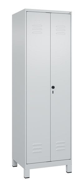 C+P Mehrzweckschrank Classic PLUS, Füße, 2 Abteile, 1950x600x500mm, 7035/7035, Drehriegel, Türen zueinanderschlagend, 080012-20B S10009