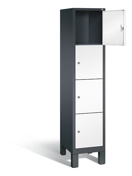C+P lockerkast Evolo, H1850xB420xD500mm, kleur: zwartgrijs / verkeerswit, 48010-124 S10103