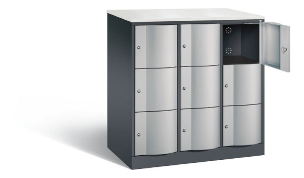 C+P XL lockerkast Resisto, H1255xB1148xD640mm, kleur: zwart-grijs/wit aluminium, 8573-373 S10135