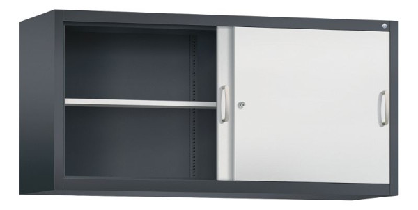 C+P bovenkast Acurado, H790xW1600xD500mm, kleur: zwartgrijs/lichtgrijs, beugelgreep, 2 niveaus, 2155-00 S10049