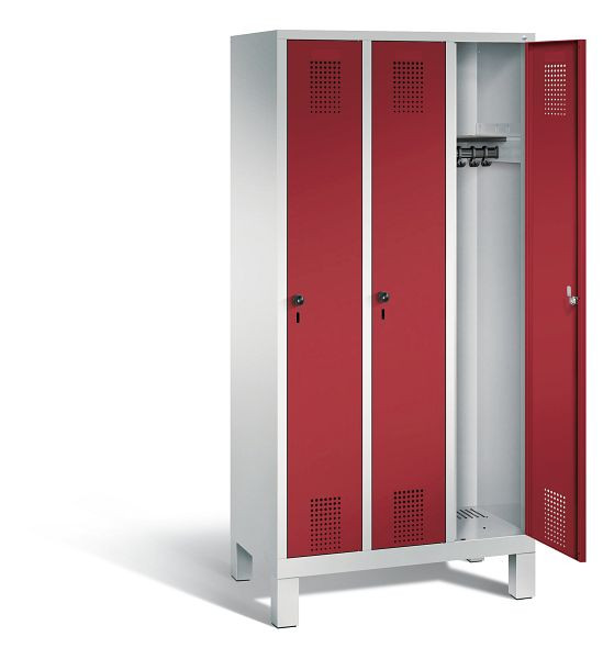 C+P Evolo garderobe, H1850xW900xD500mm, kleur: lichtgrijs/robijnrood, 48010-30 S10074