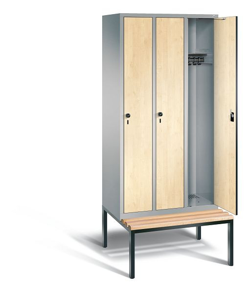 C + P Evolo garderobe, H2090xW900xD815mm, kleur: wit aluminium / Donau esdoorn decor, 48050-30 S10641