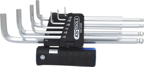 KS Tools 3 in 1 inbussleutelset, 10-delig XL, kogelkop, inch, 920.2450