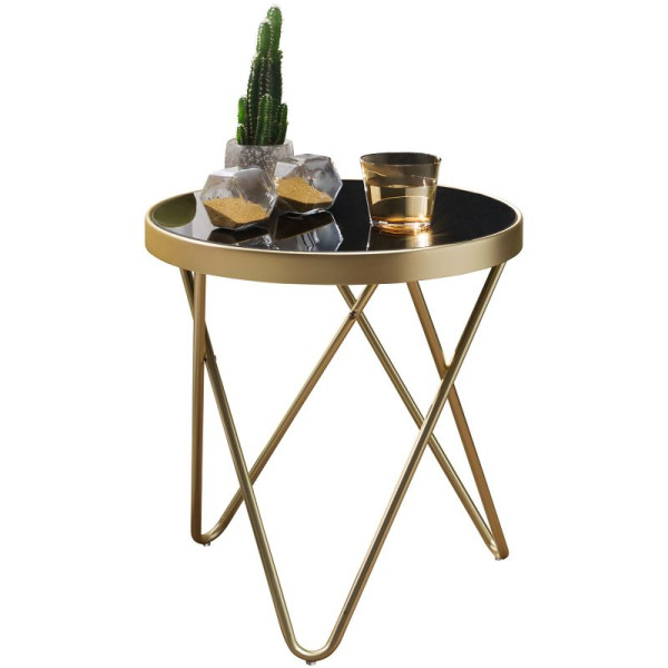 Wohnling Design bijzettafel DANA 42x46x42cm, rond zwart/mat goud, WL5.785