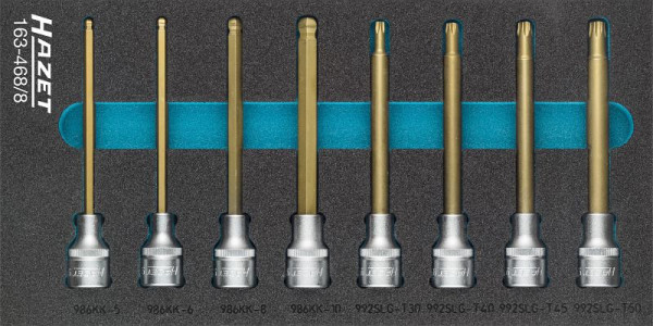 Hazet schroevendraaierdopsleutelset, hol vierkant 12,5 mm, binnenzeskantprofiel, binnen TORX®-profiel, 163-468/8