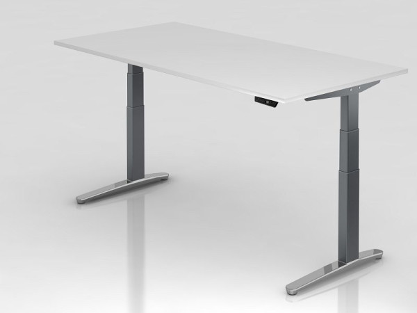 Hammerbacher elektrisch zit-sta bureau 200x100cm wit/grafiet, gepolijst, rechthoekige vorm, VXBHM2E/W/GC