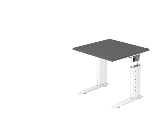 Hammerbacher bureau C-poot 80x80cm grafiet/wit, werkhoogte 68-86 cm verstelbaar, VUS08/G/W