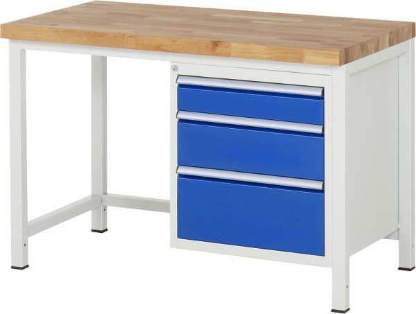 RAU werkbank serie 8000 - frameconstructie (gelast frame), 3 x laden, 1250x840x700 mm, 03-8159A1-127B4S.11