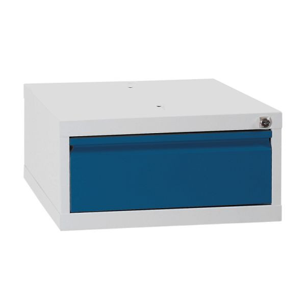 Lüllmann lademodule, 1 lade, 230 x 460 x 550 mm, lichtgrijs/gentiaanblauw, 808901