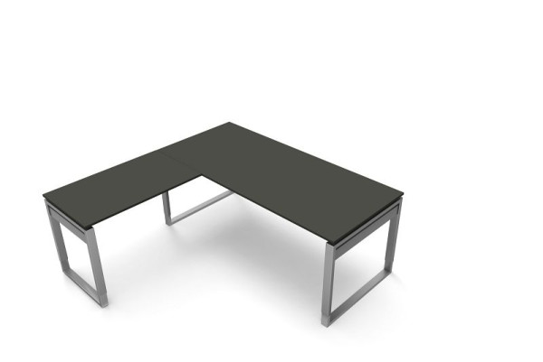 Kerkmann bureau B 1800 x D 800 x H 680-820 mm met aanschuiftafel, vorm 5, kleur: antraciet, 11405913