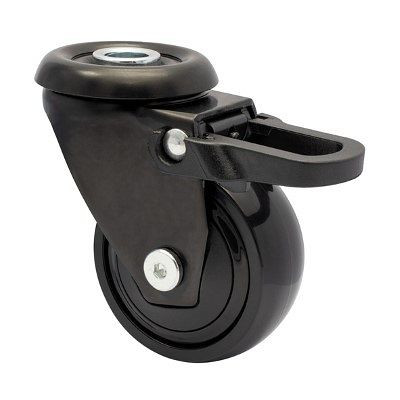 WAGNER Möbel-Lenkrolle 3C-SERIE RÜLO D50mm, TPE, schwarz, soft, Kugellager, Feststeller, Tragkraft 50kg, VE: 4 Stück, 1335201