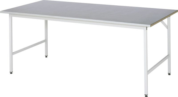 RAU Jerry serie werktafel (3030) - in hoogte verstelbaar, werkblad met plaatstalen bekleding, 2000x800-850x1000 mm, 06-500S10-20.12