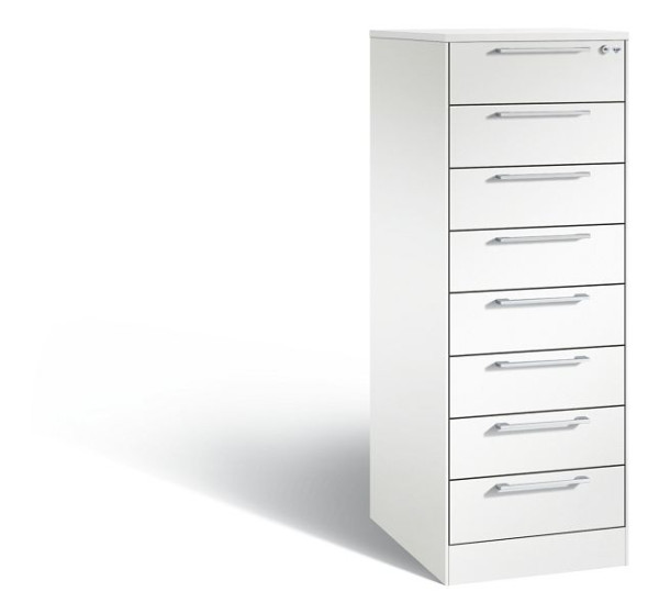 C+P archiefkast Asisto, H1310xB440xD600mm, kleur: verkeerswit, beugelgreep, 146225-822 S10033
