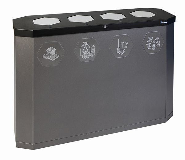 stumpff Sixco 4 swing recycling station, metallic grijs DB 703, 830x1200x355 mm (HxBxD), 560-180-03