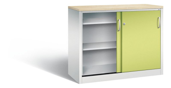 C+P dressoir met schuifdeuren Acurado, H1000xB1200xD500mm, kleur: lichtgrijs / virid green, beugelgreep, 2056-00 S10149