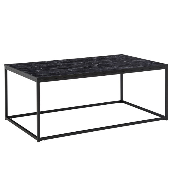 Wohnling salontafel 100 x 60 x 40 cm met marmerlook zwart, woonkamertafel met metalen frame, hoekbanktafel woonkamer, bijzettafel, WL6.607
