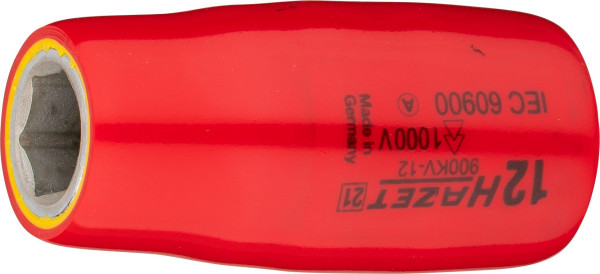 Hazet dopsleutelinzet, zeskant, dubbel geïsoleerd, hol vierkant 12,5 mm (1/2 inch), buitenzeskant trekprofiel, 12 mm, 900KV-12