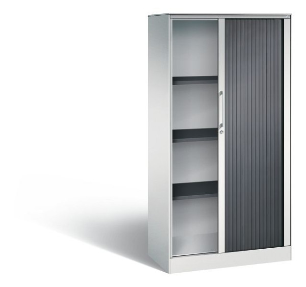 C+P rolluikkast Asisto, H1639xB800xD435mm, kleur: lichtgrijs/zwartgrijs, beugelgreep, 4 niveaus, 143013-000 S10058
