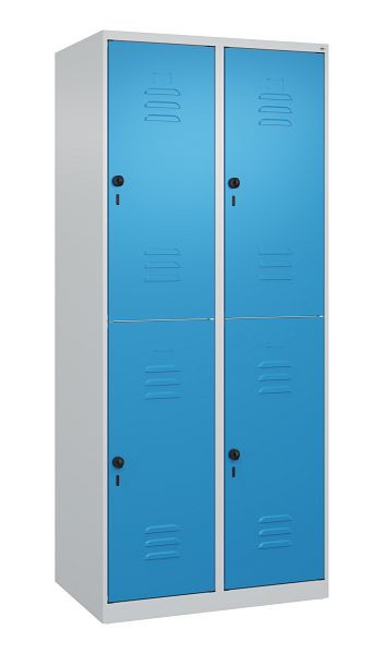 C+P Doppelstöckiger Spind Classic PLUS, 2 Abteile, 1850x800x500mm, 7035/5012, Drehriegel, 080300-22 S10004
