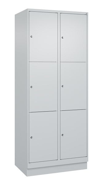 C+P lockerkast Classic PLUS, onderstel, 2 vakken met elk 3 vakken, 1950x800x500mm, 7035/7035, 080020-223 S10009
