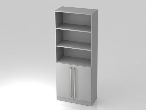 Hammerbacher kast 5OH, 2 deuren onder plintpaneel, chromen handgreep grijs/grijs, 80x42x200,4 cm (BxDxH), V7700/5/5/CE
