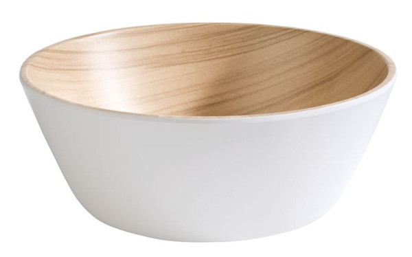 APS schaal -FRIDA-, Ø 20 cm, hoogte: 7,5 cm, melamine, binnenkant: houtlook, buitenkant: wit, 84609