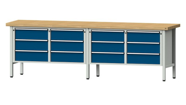 ANKE werkbanken kistwerkbank, model 108 V, 2800 x 700 x 900 mm, RAL 7035/5010, BMP 50 mm, 301.447