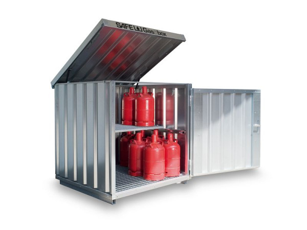 SÄBU SAFE gasflessendoos GB 2, verzinkt, gemonteerd, met roosterbodem, 1.420 x 1.490 x 1.470 mm