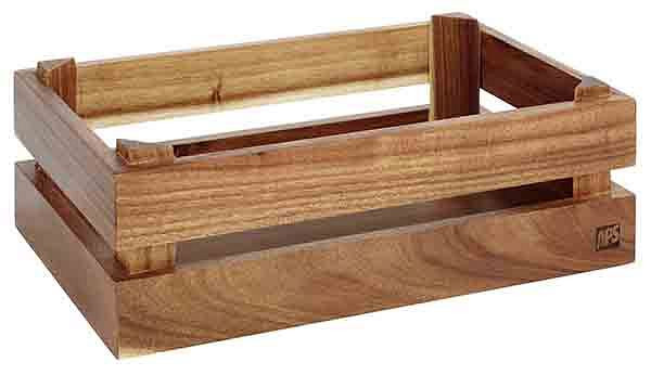 APS houten kist -SUPERBOX-, 29 x 18,5 cm, hoogte: 10,5 cm, acaciahout, geschikt voor GN 1/4, 11622