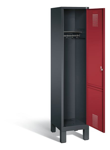 C+P Evolo kleerkast, H1850xB420xD500mm, kleur: zwart-grijs/robijnrood, 48010-12 S10048