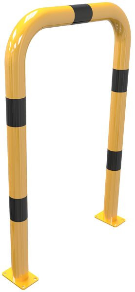 Schak-stootbescherming stalen buis Ø 76 mm geel/zwart, totale breedte: 750 mm, hoogte boven de grond: 750 mm, voor plugbevestiging, 477_08PBG
