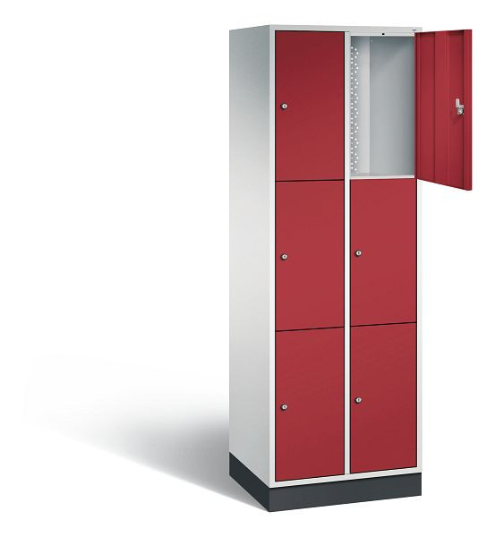 C+P lockerkast Intro, H1950xB620xD490mm, kleur: lichtgrijs/robijnrood, 8370-201 S10009