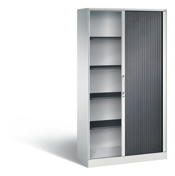 C+P rolluikkast Asisto, H1980xB1000xD435mm, kleur: lichtgrijs/zwartgrijs, beugelgreep, 5 niveaus, 143002-000 S10068