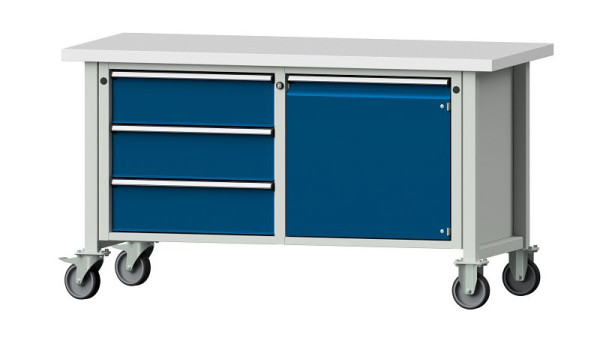 ANKE werkbanken kistwerkbank, model 106 V, 1500 x 700 x 840 mm, RAL 7035/5010, KSP 40 mm, verrijdbaar, 305.600