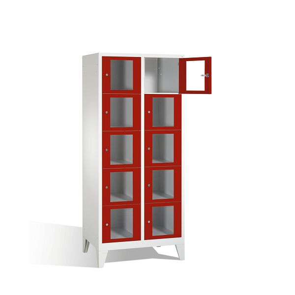 C+P lockerkast Classic, H1850xW810xD500mm, kleur: lichtgrijs/robijnrood, 8010A225 S10001