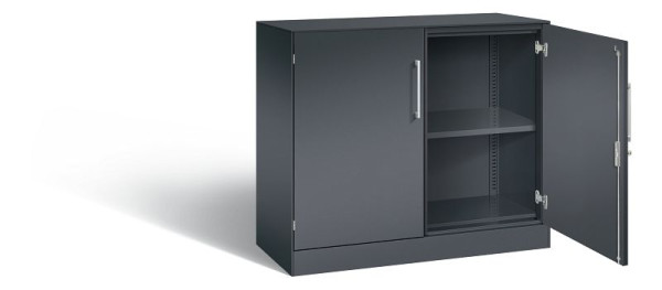 C+P dressoir met vleugeldeuren Asisto, H915xB1000xD435mm, kleur: zwart-grijs, beugelgreep, 2 FH, 141052-000 S10174