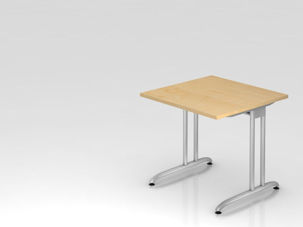 Hammerbacher bureau C-poot 80x80cm esdoorn, horizontale kabelgoot, werkhoogte 72 cm, VBS08/3/S