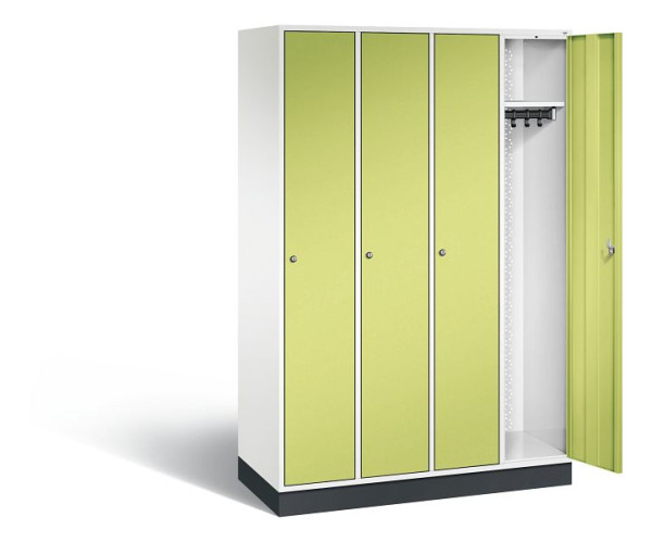 C+P garderobekast Intro, H1950xB1220xD490mm, kleur: verkeerswit / virid green, 8170-401 S10047